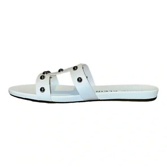 Anne Klein Womens Ely Sandals Iflex Faux Leather White Silver Studs 11M New - Picture 4 of 10